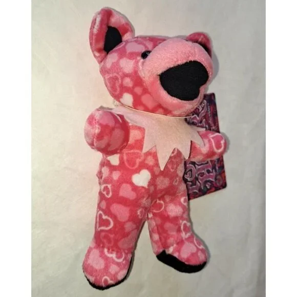 Foolish Heart Bear Grateful Dead Plush Doll Beanie Pink Hearts Music Gift Tour - Picture 2 of 4